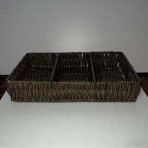 Vintage 90’s Wicker Rattan Desk Organizers Multi Compartment Basket